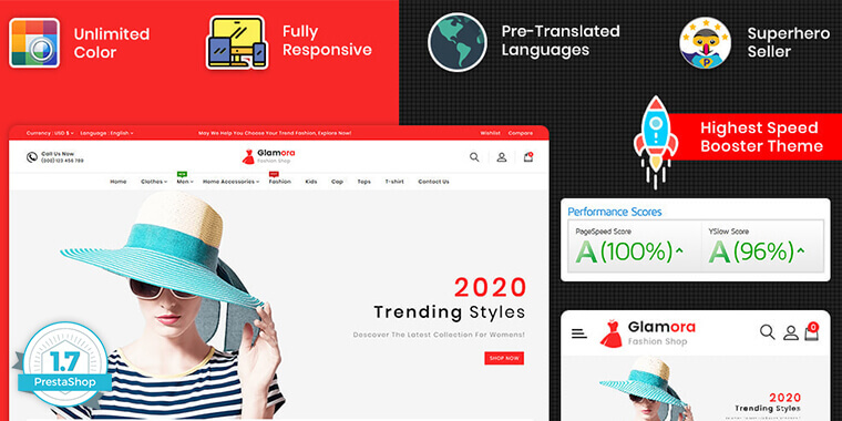 8. Glamora - Fashion PrestaShop Theme