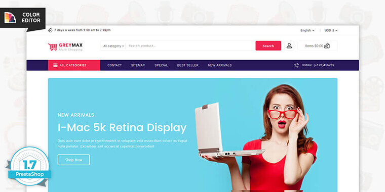 GrayMax – Best Multi Shopping PrestaShop Theme and Templates