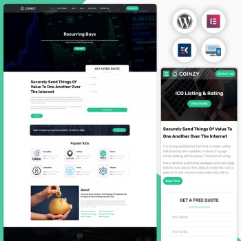 Coinzy - Bitcoin & Cryptocurrency Elementor Template Kit